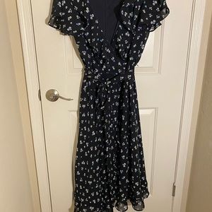 Lane Bryant Chiffon faux wrap dress in navy floral